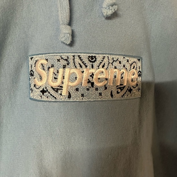 SUPREME BABY BLUE BANDANA BOGO HOODIE - Picture 5 of 7